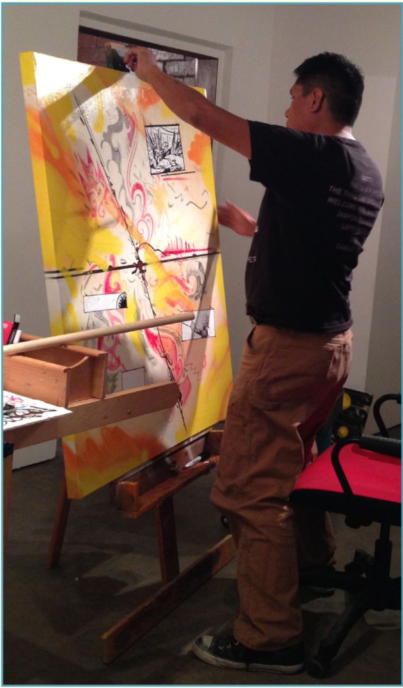 TwoSwordsandLotus-DAMIANJIMpainting